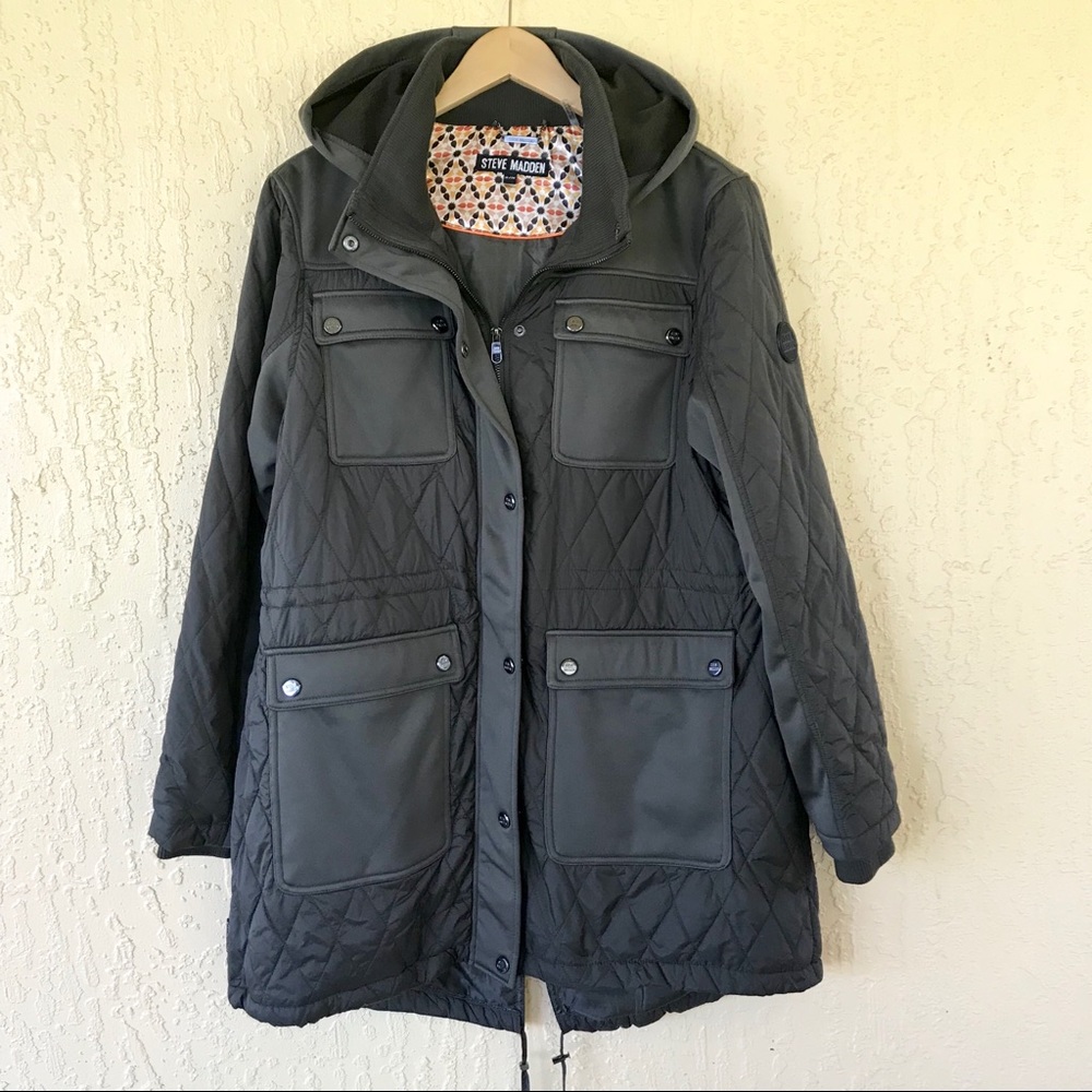 Steve Madden |Utility Style Quilted Green Coat